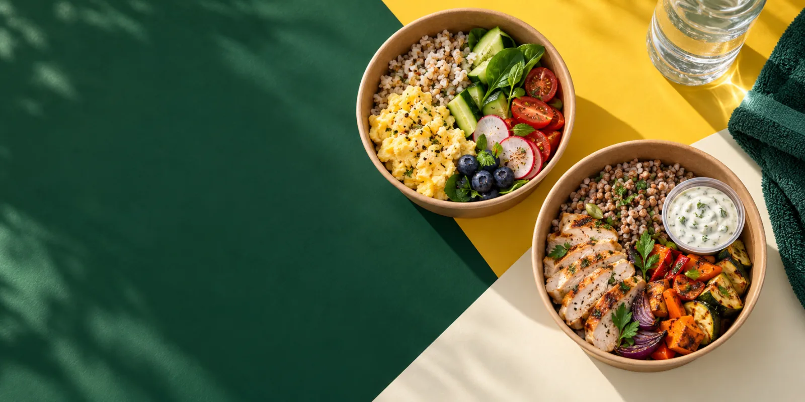 Light and complete prepared meals for nutrition before and after training